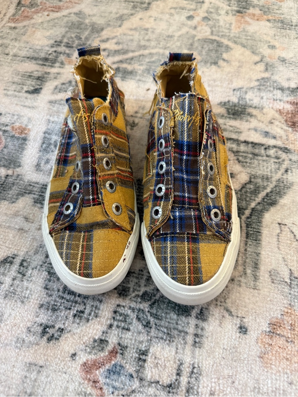 Blowfish Yellow Plaid Women’s Slip-On Sneakers